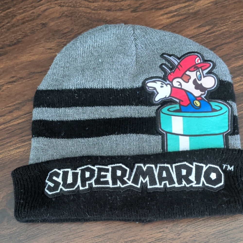 Nintendo Super Mario Gray and Black Kids Hat
